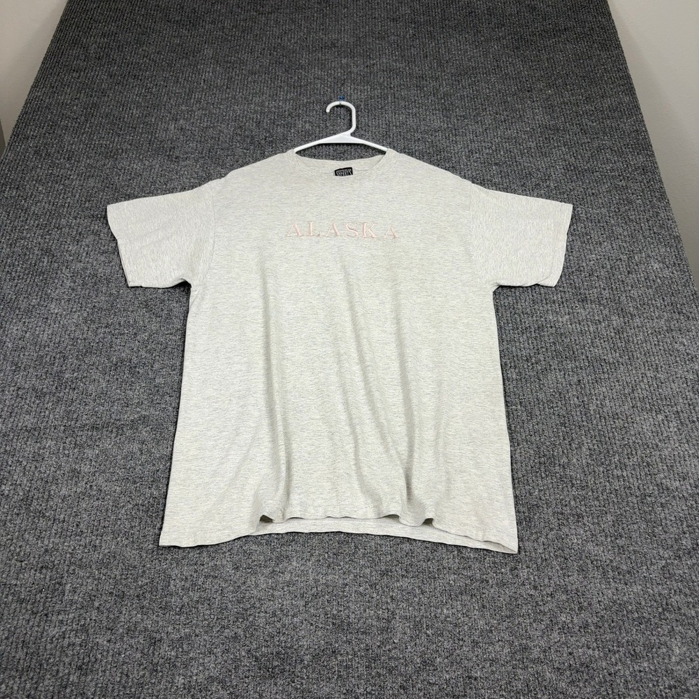 Vintage Sherry's Best T Shirt Mens L Gray Alaska‎ Embroidered Boxy Souvenir Tee